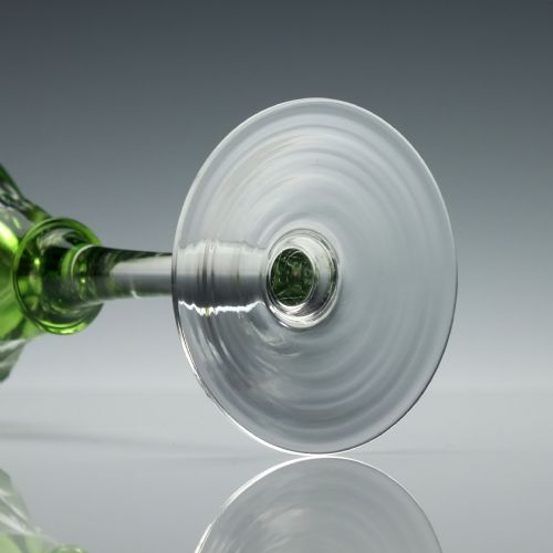 SET OF SIX JOHN WALSH CUT AND ENGRAVED GREEN WINE GLASSES C1930 - ADDITIONAL PHOTO 7