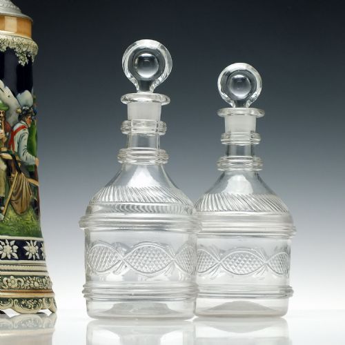 pair of irish pulley ring glass decanters c1820 - CATEGORY: ANTIQUE GLASS - DATED GEORGIAN