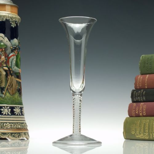rare 18th century georgian opaque twist ale glass with folded foot c1760 - CATEGORY: ANTIQUE GLASS - DATED GEORGIAN