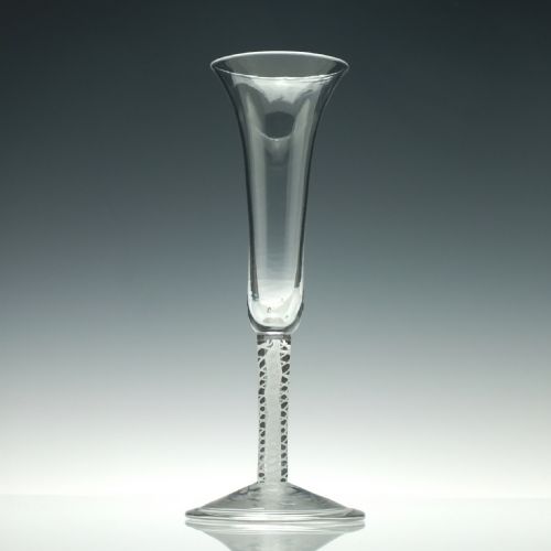 RARE 18TH CENTURY GEORGIAN OPAQUE TWIST ALE GLASS WITH FOLDED FOOT C1760 - ADDITIONAL PHOTO 1