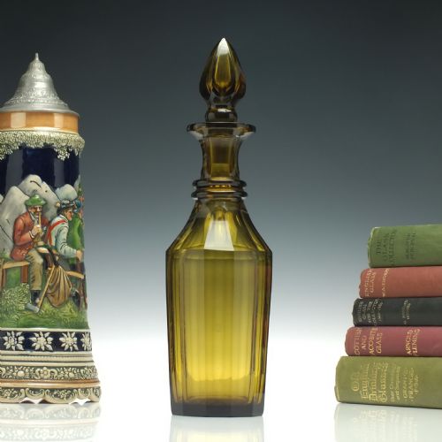rare victorian amber glass decanter c1840 - CATEGORY: ANTIQUE GLASS - DATED VICTORIAN