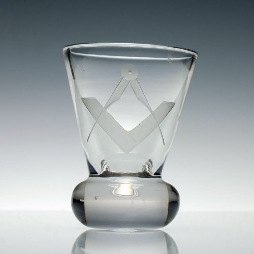 masonic engraved firing glass c1930 - CATEGORY: ANTIQUE GLASS - DATED 1930