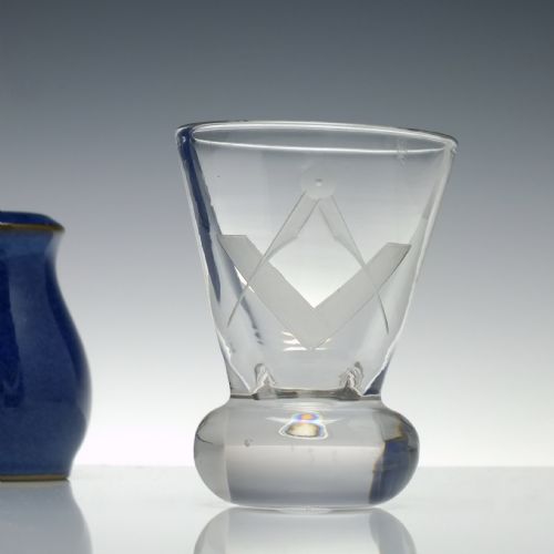 MASONIC ENGRAVED FIRING GLASS C1930 - ADDITIONAL PHOTO 1