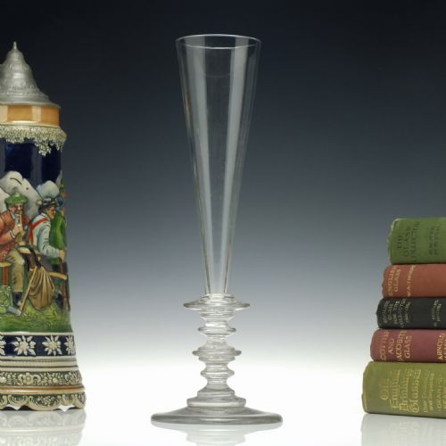 tall multi knop champagne flute c1800 - CATEGORY: ANTIQUE GLASS - DATED GEORGIAN