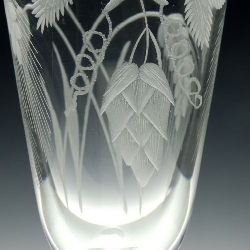 RARE TWO PART GEORGIAN DOUBLE KNOP ENGRAVED ALE GLASS C1750 - ADDITIONAL PHOTO 9