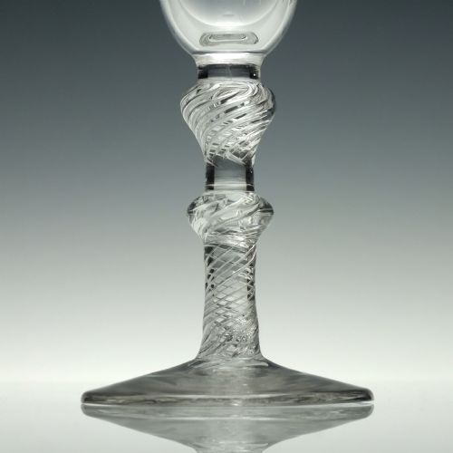 RARE TWO PART GEORGIAN DOUBLE KNOP ENGRAVED ALE GLASS C1750 - ADDITIONAL PHOTO 10