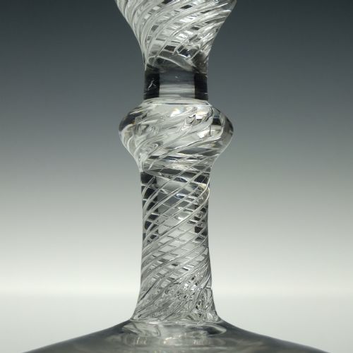 RARE TWO PART GEORGIAN DOUBLE KNOP ENGRAVED ALE GLASS C1750 - ADDITIONAL PHOTO 12