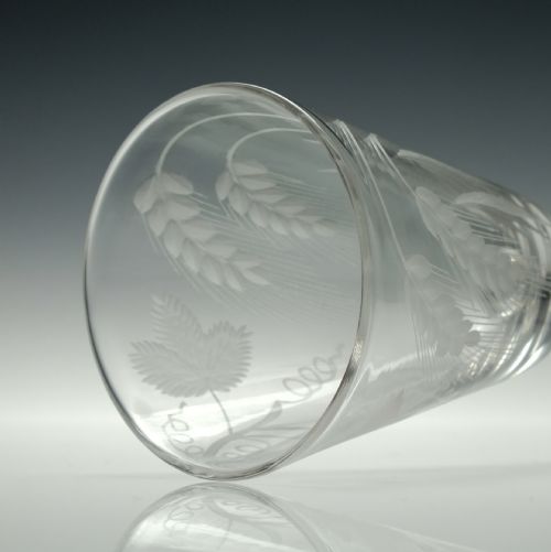 RARE TWO PART GEORGIAN DOUBLE KNOP ENGRAVED ALE GLASS C1750 - ADDITIONAL PHOTO 13