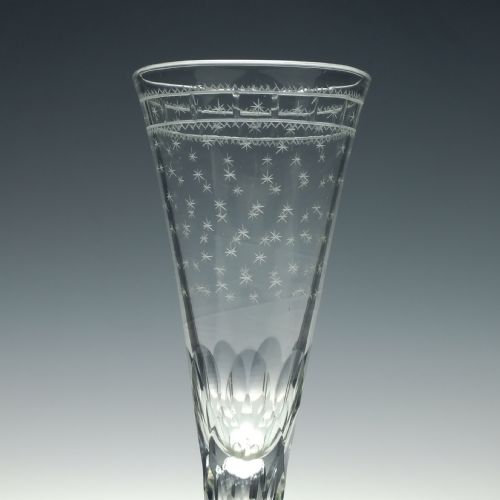 TALL GEORGIAN FACET CUT CHAMPAGNE FLUTE GLASS WITH AIR TEAR C1780 - ADDITIONAL PHOTO 3