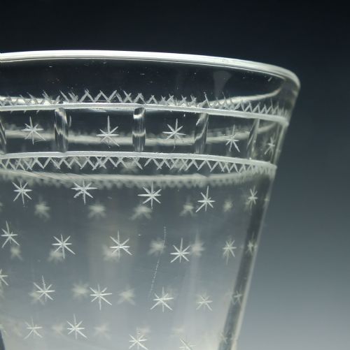 TALL GEORGIAN FACET CUT CHAMPAGNE FLUTE GLASS WITH AIR TEAR C1780 - ADDITIONAL PHOTO 4