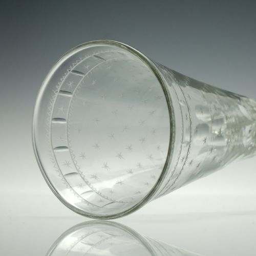 TALL GEORGIAN FACET CUT CHAMPAGNE FLUTE GLASS WITH AIR TEAR C1780 - ADDITIONAL PHOTO 6