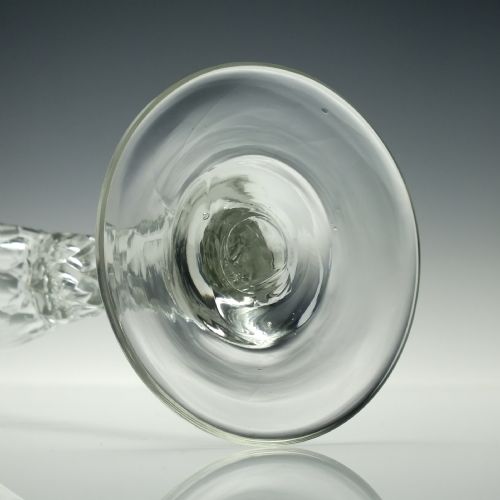 TALL GEORGIAN FACET CUT CHAMPAGNE FLUTE GLASS WITH AIR TEAR C1780 - ADDITIONAL PHOTO 7