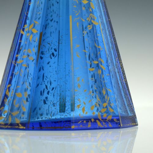 BOHEMIAN ART DECO GILDED BLUE GLASS PERFUME BOTTLE C1930 - ADDITIONAL PHOTO 1