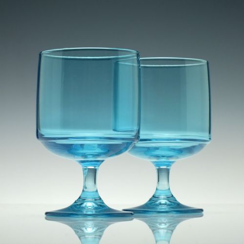 SIX VINTAGE ELECTRIC BLUE GLASS RUMMERS C1950 - ADDITIONAL PHOTO 1