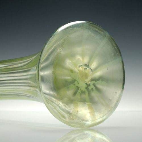 PAIR TALL VICTORIAN OPALESCENT AND GREEN VASELINE GLASS VASES C1880 - ADDITIONAL PHOTO 4
