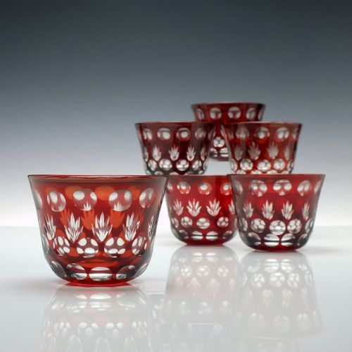 set of six victorian ruby glass finger bowls c1860 - CATEGORY: ANTIQUE GLASS - DATED VICTORIAN