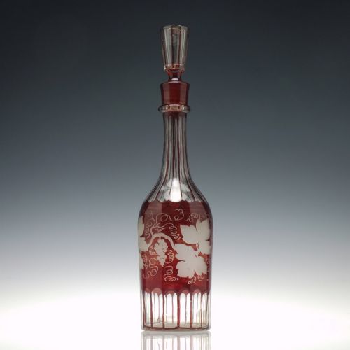 victorian engraved glass decanter c1860 - CATEGORY: ANTIQUE GLASS - DATED 1860