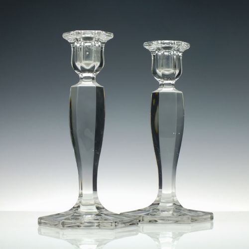 PAIR OF ART DECO GLASS CANDLESTICKS C1930 - ADDITIONAL PHOTO 1