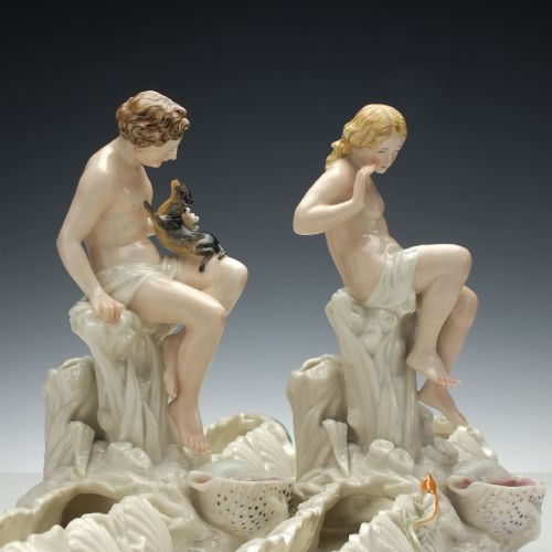 rare pair of royal worcester porcelain trough centerpieces 1869 - CATEGORY: ANTIQUE CERAMICS - DATED 1870