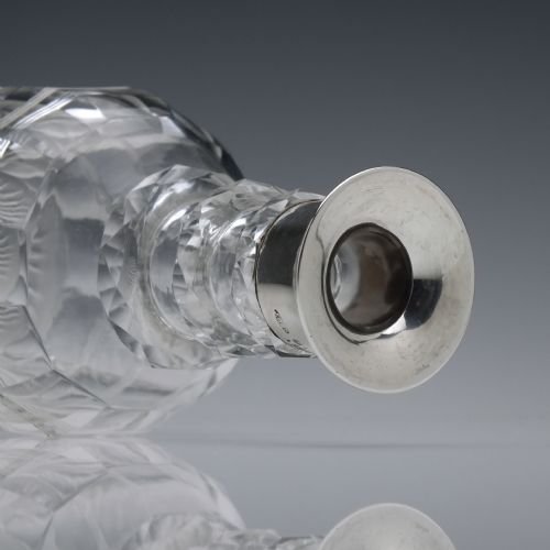 SILVER COLLARED CUT GLASS SPIRIT DECANTER 1921 - ADDITIONAL PHOTO 4