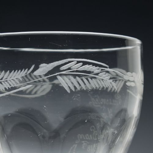 ENGRAVED 19TH CENTURY PETAL MOULDED GLASS RUMMER C1880 - ADDITIONAL PHOTO 2
