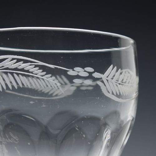 ENGRAVED 19TH CENTURY PETAL MOULDED GLASS RUMMER C1880 - ADDITIONAL PHOTO 3