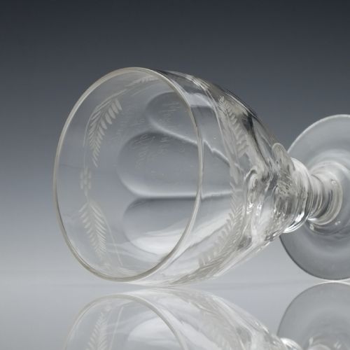 ENGRAVED 19TH CENTURY PETAL MOULDED GLASS RUMMER C1880 - ADDITIONAL PHOTO 4