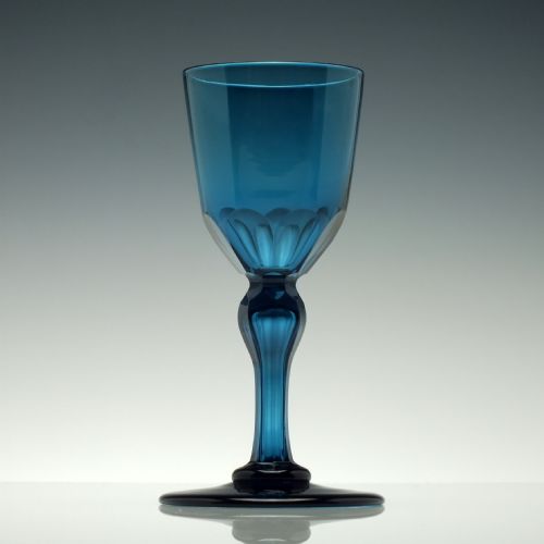 georgian peacock blue wine glass c1820 - CATEGORY: ANTIQUE GLASS - DATED 1800