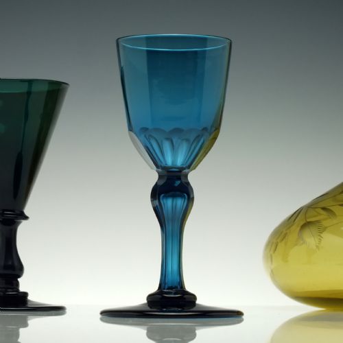 GEORGIAN PEACOCK BLUE WINE GLASS C1820 - ADDITIONAL PHOTO 1