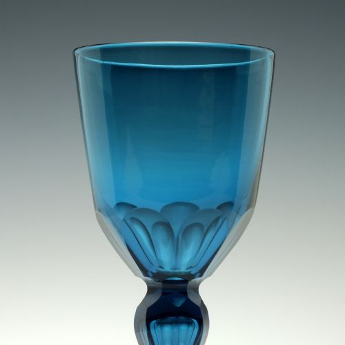 GEORGIAN PEACOCK BLUE WINE GLASS C1820 - ADDITIONAL PHOTO 2