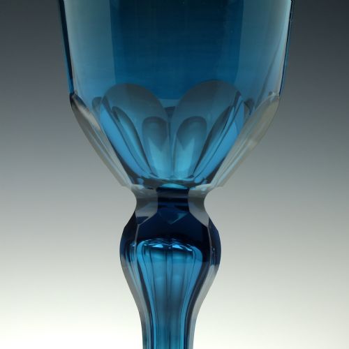 GEORGIAN PEACOCK BLUE WINE GLASS C1820 - ADDITIONAL PHOTO 4