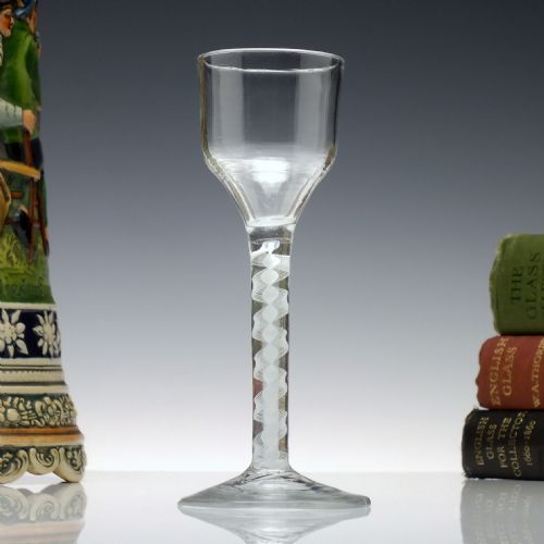 georgian opaque twist wine glass c1760 rare twist - CATEGORY: ANTIQUE GLASS - DATED 1750