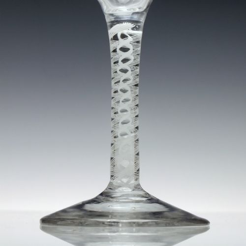 GEORGIAN ENGRAVED OPAQUE TWIST WINE GLASS C1760 - ADDITIONAL PHOTO 5