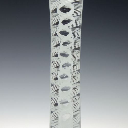 GEORGIAN ENGRAVED OPAQUE TWIST WINE GLASS C1760 - ADDITIONAL PHOTO 6