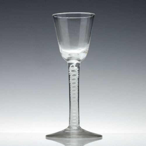 18th century single series opaque twist wine glass c1760 - CATEGORY: ANTIQUE GLASS - DATED 1750