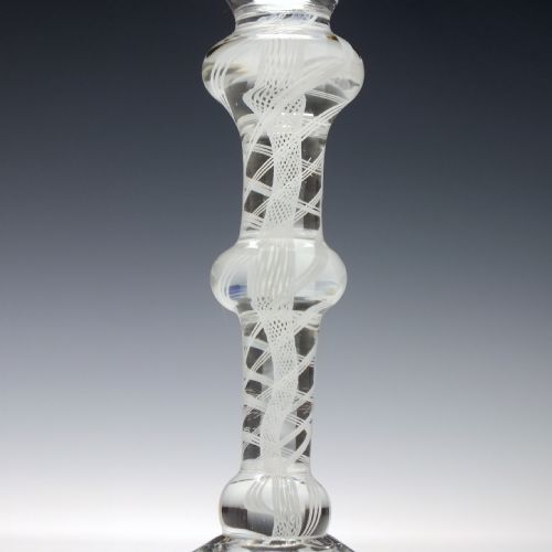 18TH CENTURY ENGLISH TRIPLE KNOP OPAQUE TWIST WINE GLASS C1760 - ADDITIONAL PHOTO 2