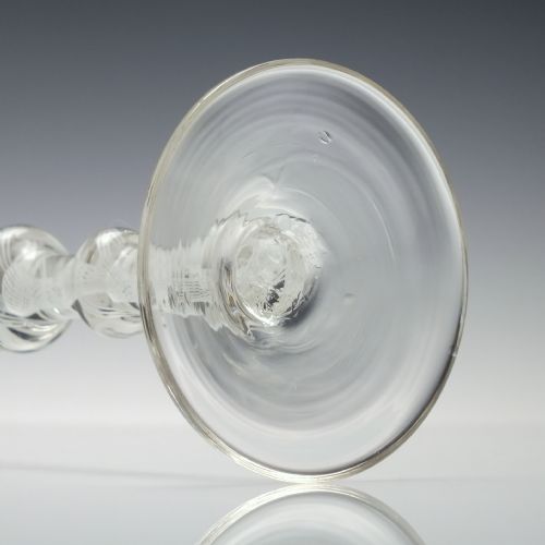 18TH CENTURY ENGLISH TRIPLE KNOP OPAQUE TWIST WINE GLASS C1760 - ADDITIONAL PHOTO 5