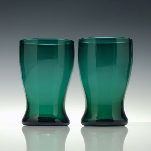 PAIR 19TH CENTURY BRISTOL GREEN GLASS TUMBLER C1880 - ADDITIONAL PHOTO 1
