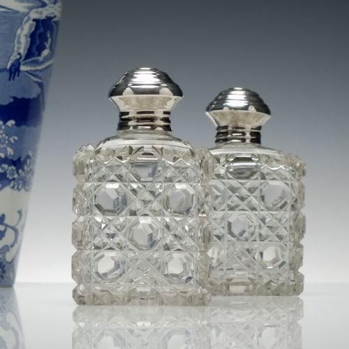 pair victorian glass perfume bottles c1900 - CATEGORY: ANTIQUE GLASS - DATED 1890