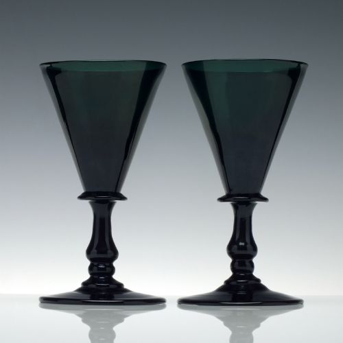 SIX BRISTOL GREEN WINE GLASSES C1800 - ADDITIONAL PHOTO 2