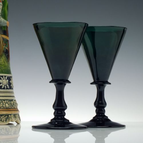 SIX BRISTOL GREEN WINE GLASSES C1800 - ADDITIONAL PHOTO 3