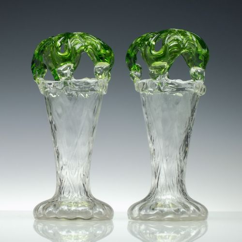 PAIR ART NOUVEAU GLASS VASES C1890 - ADDITIONAL PHOTO 1