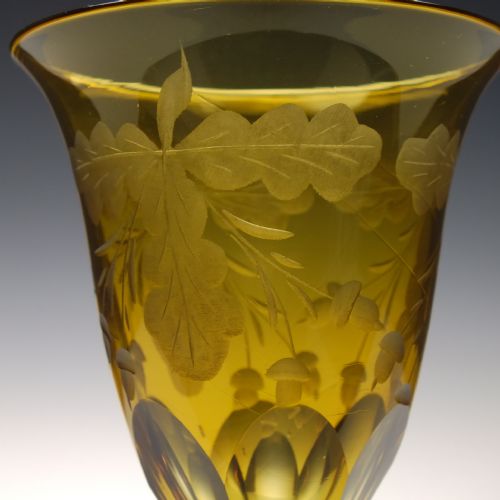 ACORN ENGRAVED 19TH CENTURY AMBER ENGRAVED WINE GLASS C1830 - ADDITIONAL PHOTO 4