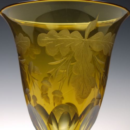 ACORN ENGRAVED 19TH CENTURY AMBER ENGRAVED WINE GLASS C1830 - ADDITIONAL PHOTO 5
