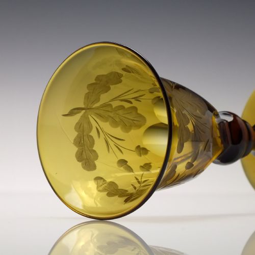 ACORN ENGRAVED 19TH CENTURY AMBER ENGRAVED WINE GLASS C1830 - ADDITIONAL PHOTO 7