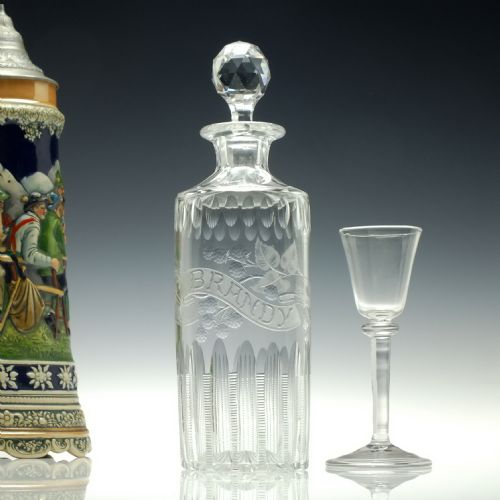 VICTORIAN ENGRAVED POLISHED BRANDY DECANTER C1870 - ADDITIONAL PHOTO 3