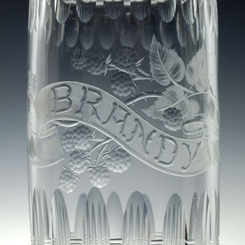 VICTORIAN ENGRAVED POLISHED BRANDY DECANTER C1870 - ADDITIONAL PHOTO 4