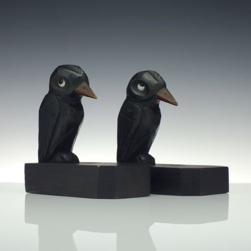 pair of art deco carved wooden bird bookends c1930 - CATEGORY: ANTIQUE MISCELLANEOUS - DATED 1930