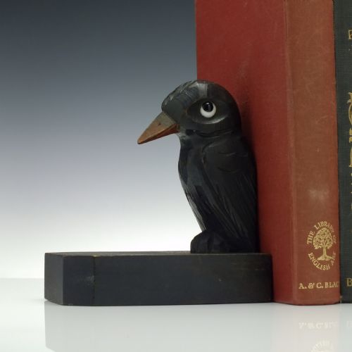PAIR OF ART DECO CARVED WOODEN BIRD BOOKENDS C1930 - ADDITIONAL PHOTO 2