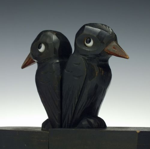 PAIR OF ART DECO CARVED WOODEN BIRD BOOKENDS C1930 - ADDITIONAL PHOTO 4